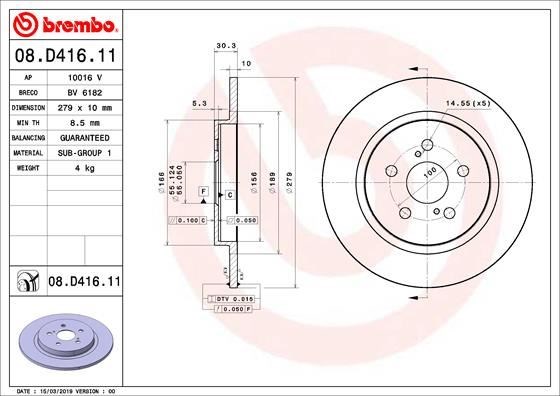 Toyota Arka Fren Diski UV Kaplamalı BREMBO