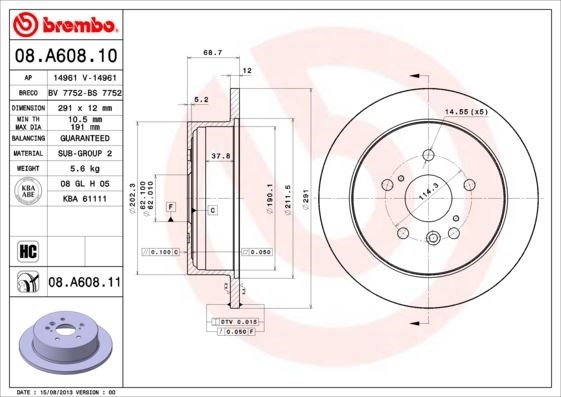 Toyota Arka Fren Diski UV Kaplamalı BREMBO
