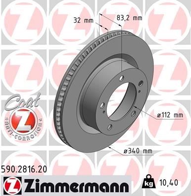 Toyota Land Cruiser Ön Fren Diski Hava Kanallı 340mm ZIMMERMANN