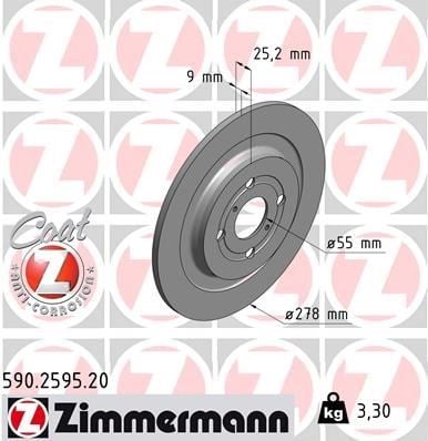 Toyota Yaris Arka Fren Diski Dolu Tip 278mm ZIMMERMANN