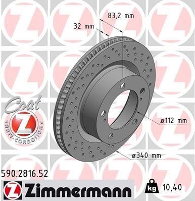 Toyota Land Cruiser Ön Fren Diski Hava Kanallı Delikli 340mm ZIMMERMANN