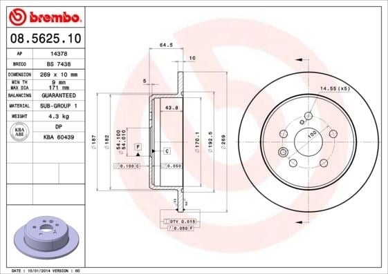 Toyota Arka Standart Fren Diski BREMBO