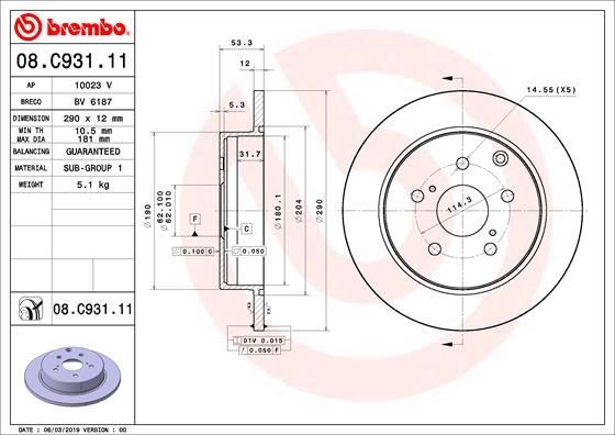 Toyota Arka Fren Diski UV Kaplamalı BREMBO