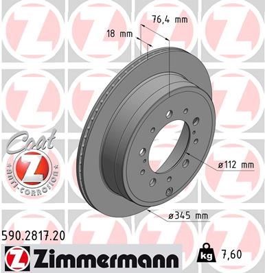 Toyota Land Cruiser Arka Fren Diski Hava Kanallı 345mm ZIMMERMANN