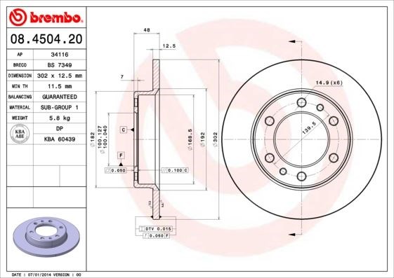 Toyota Ön Fren Diski Standard BREMBO