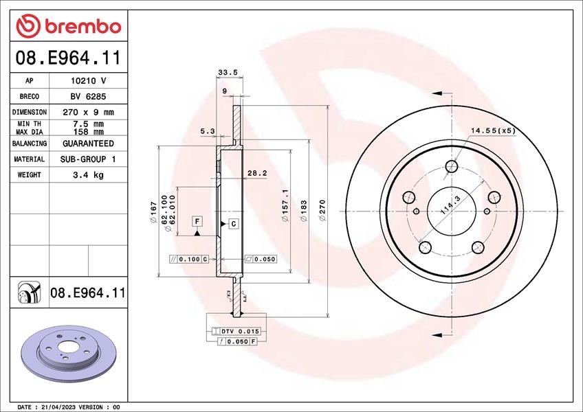 Toyota Corolla Saloon Fren Diski BREMBO