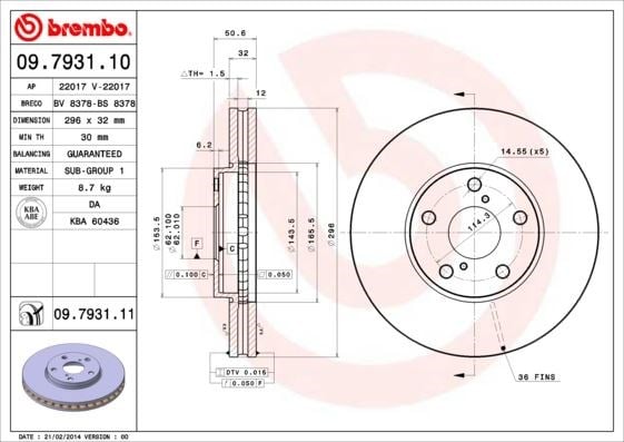 Toyota Ön Fren Diski UV Kaplamalı BREMBO