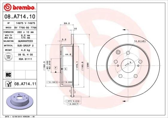 Toyota Arka Fren Diski UV Kaplamalı BREMBO