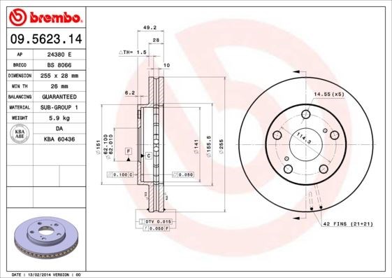 Toyota Ön Fren Diski Standard BREMBO