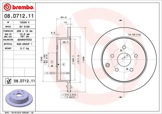 Toyota Arka Fren Diski UV Kaplamalı BREMBO