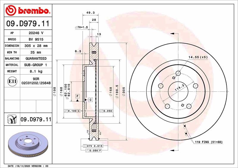 Toyota Ön Fren Diski UV Kaplamalı BREMBO
