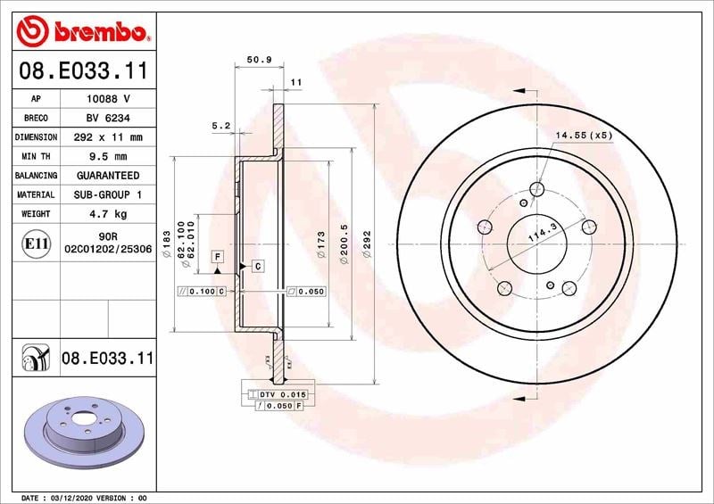 Toyota CH-R Arka Fren Diski Dolu Tip BREMBO