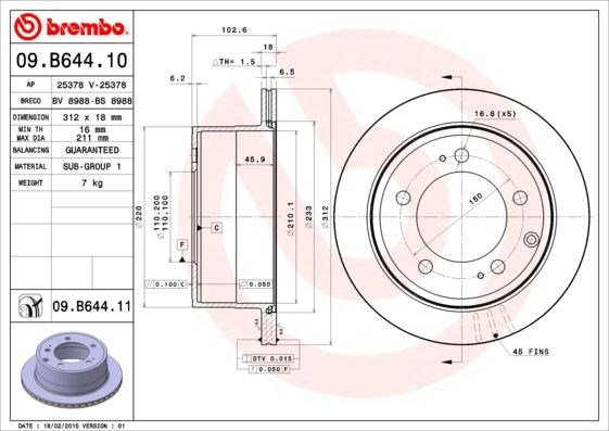 Toyota Arka Fren Diski UV Kaplamalı BREMBO