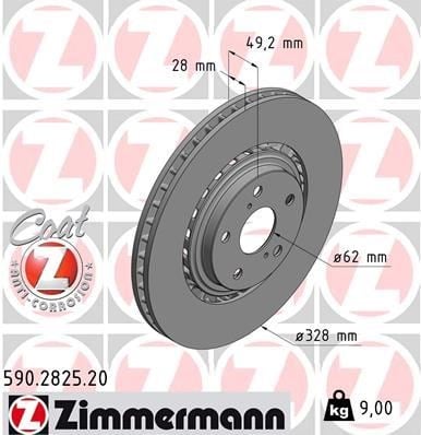 Toyota RAV4 Ön Fren Diski Hava Kanallı 328mm ZIMMERMANN