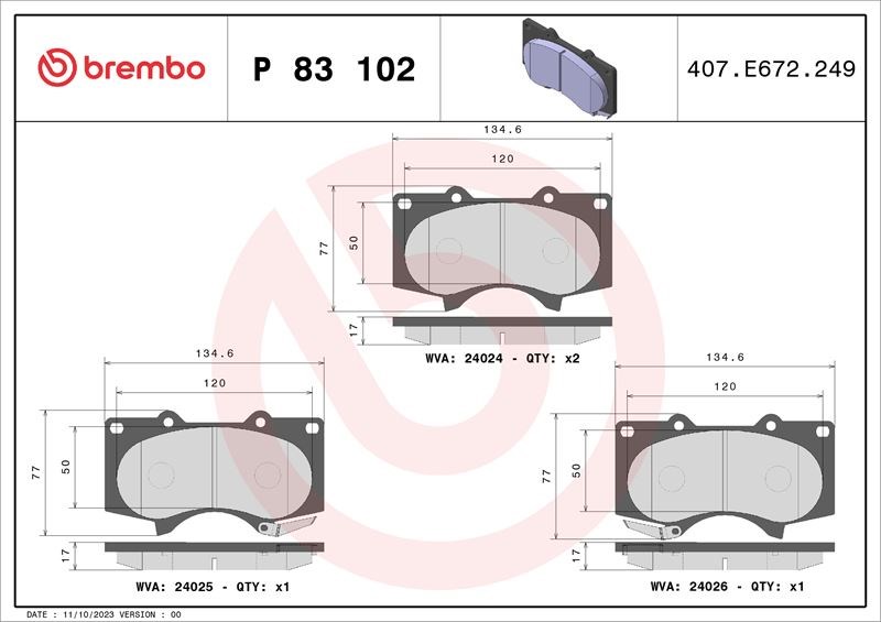 Lexus GX Fren Balata Takımı BREMBO