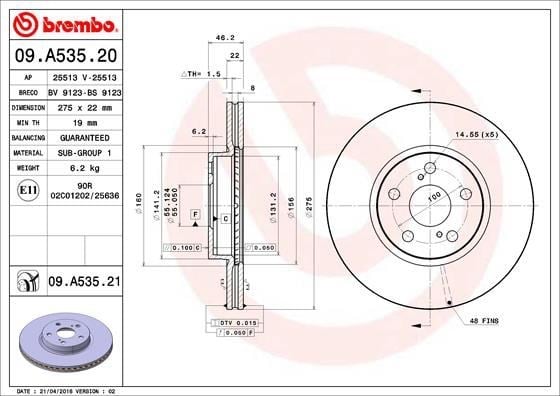 Toyota Ön Fren Diski UV Kaplamalı BREMBO