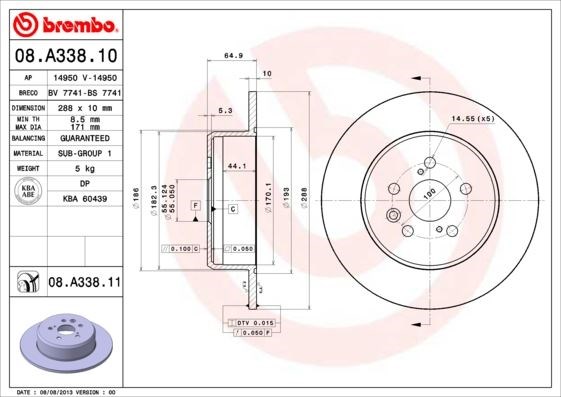 Toyota Arka Fren Diski UV Kaplamalı BREMBO