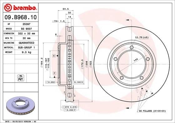 Toyota Ön Fren Diski UV Kaplamalı BREMBO