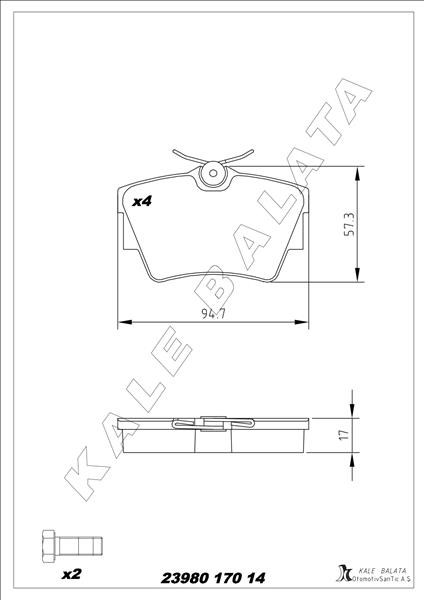 Renault Trafic 2 3 Arka Fren Balatası KALE-BALATA