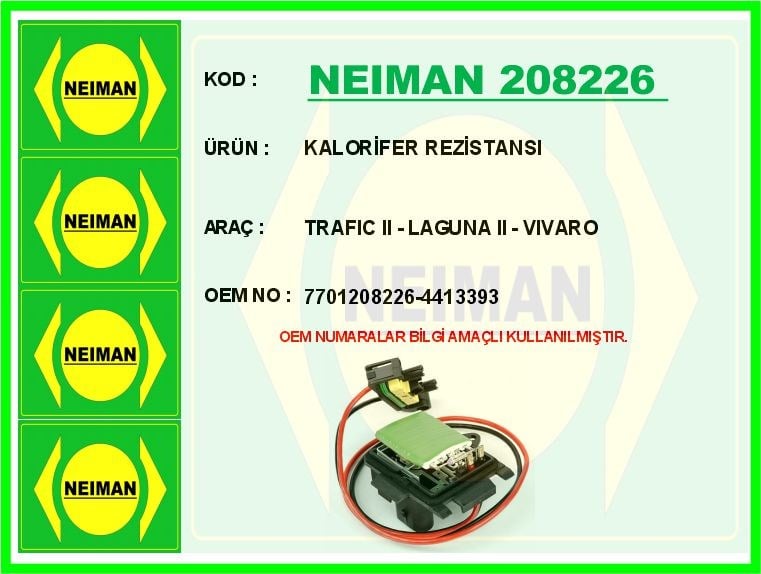 Renault Trafic 2 Laguna 2 Opel Vivaro Kalorifer Rezistansı BESCHER