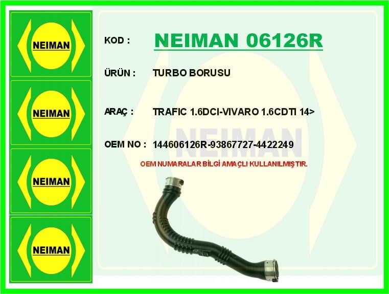 Renault Trafic 1.6 DCI Vivaro 1.6 CDTI Turbo Borusu BESCHER