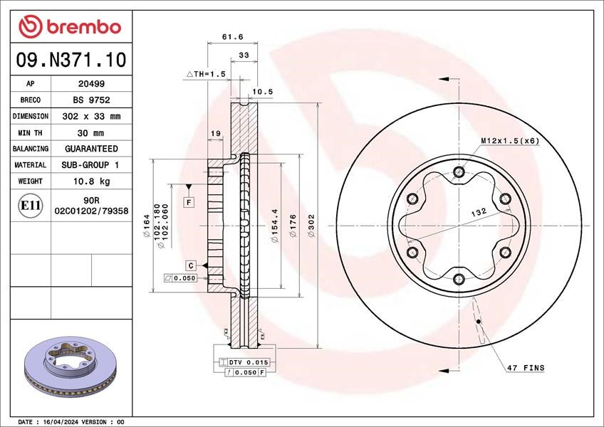 Ford Transit Ön Fren Diski 500 Serisi Tek Teker BREMBO