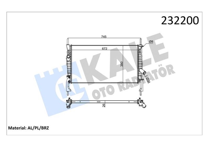 Ford Transit 06> 2.2-2.4 TDCİ Klimasız Su Radyatörü KALE-RADYATOR