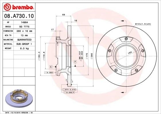 Ford Transit Arka Fren Diski Önden Çeker BREMBO