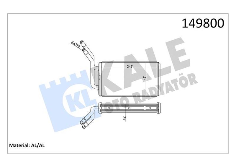 Ford Transit 01> Klimasız Kalorifer Radyatörü KALE-RADYATOR