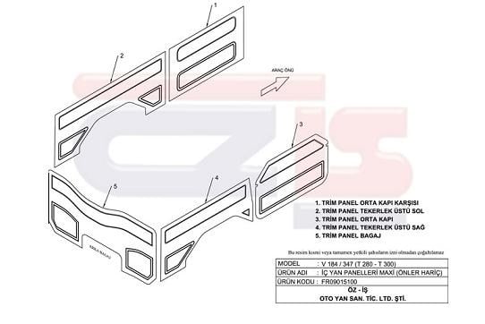 Ford Transit V184 V347 Maxi Ön Kapılar Hariç Kapı Döşemesi OZIS