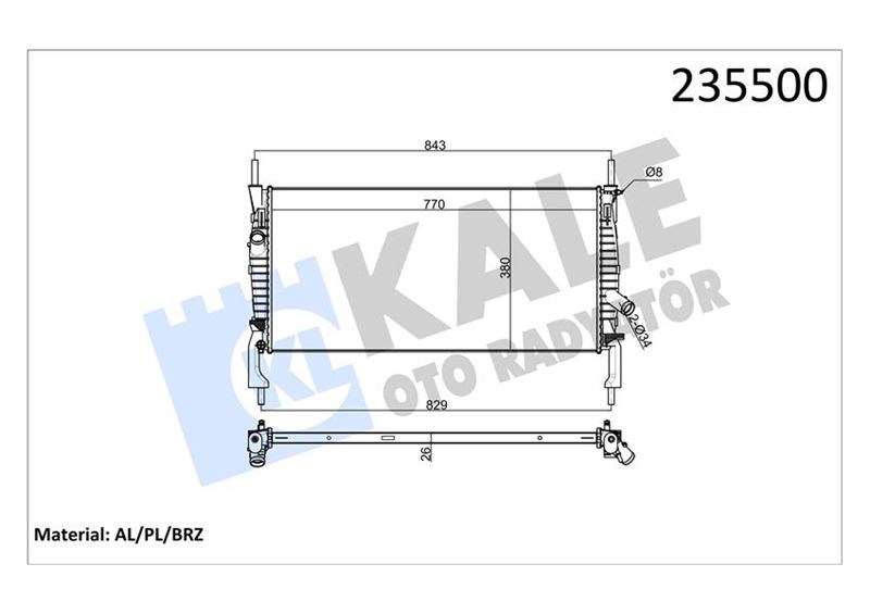 Ford Transit 06> 2.2-2.4 TDCİ Klimalı Su Radyatörü KALE-RADYATOR