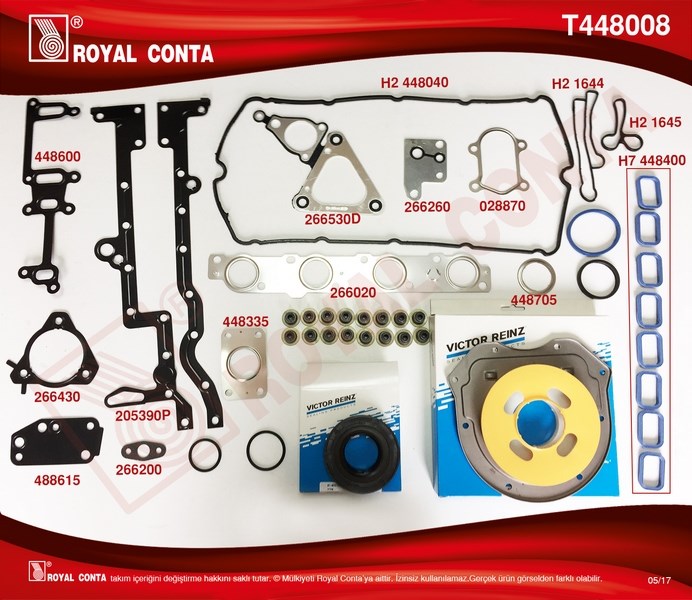 Ford Transit V184 2.4 TDI Motor Takım Conta Reinz Keçeli Subap Lastikli ROYAL
