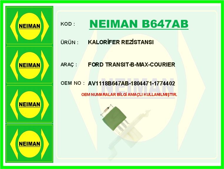 Ford Transit Kalorifer Rezistansı BESCHER