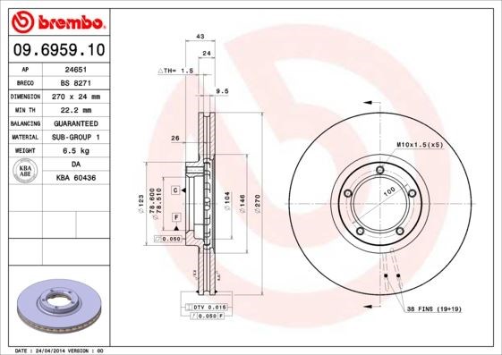 Ford Transit Ön Fren Diski Havalı [270 mm] BREMBO