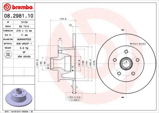 Volkswagen Transporter T3 Box Bus Platform/Chassis Ön Fren Diski BREMBO