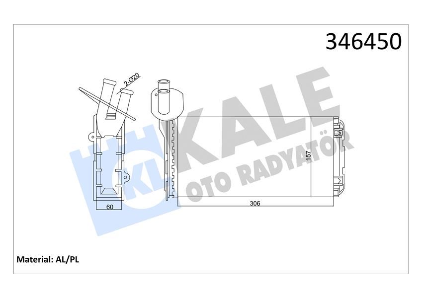 Kalorifer Radyatörü VW Transporter T4 Arka KALE-RADYATOR