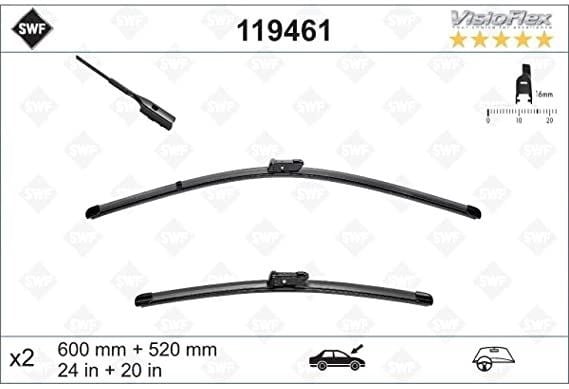 Audi TT Roadster Coupe Ön Silecek Süpürgesi Takımı 650 520 mm VALEO