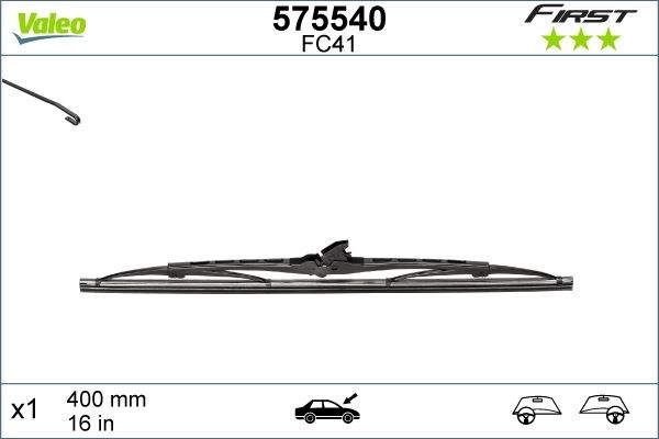 Universal Arka Silecek Süpürgesi 400mm Normal Tip VALEO