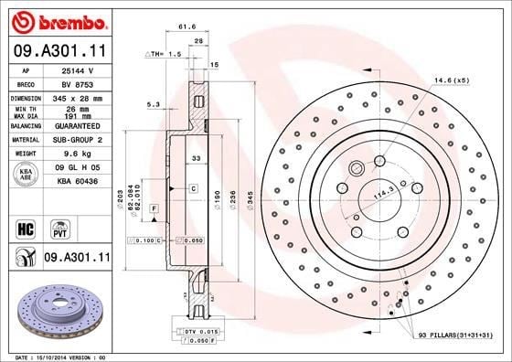 Lexus Arka Fren Diski UV Kaplamalı BREMBO