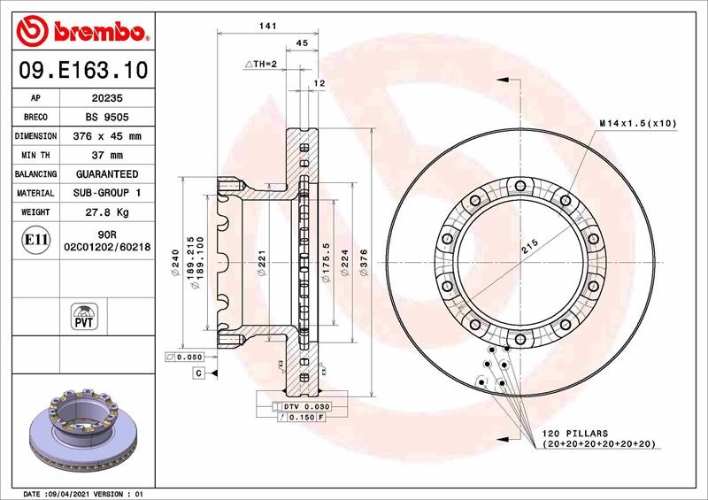 SAF Axle Fren Diski BREMBO