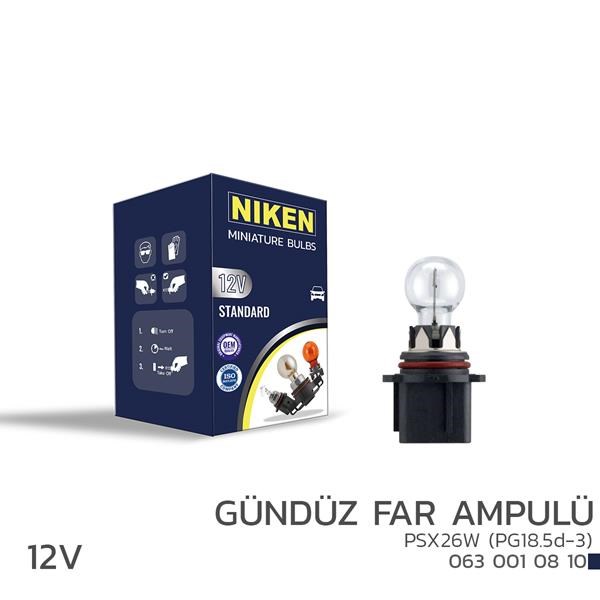 12V PSX26W Gündüz Far Ampulü PG18.5d-3 10'lu NIKEN