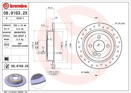 Mini Arka Fren Diski Xtra BREMBO