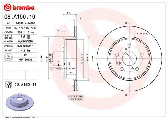 Lexus Arka Fren Diski UV Coated BREMBO