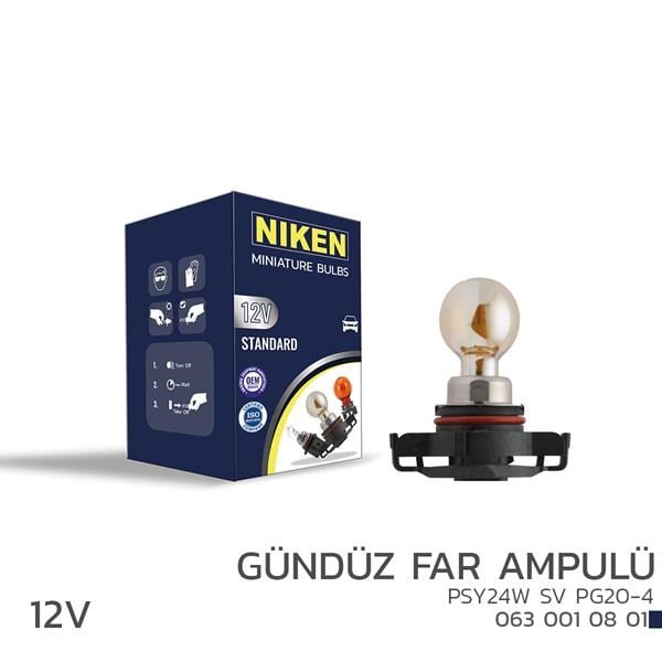 12V PSY24W Gündüz Far Ampulü PG20-4 10'lu NIKEN