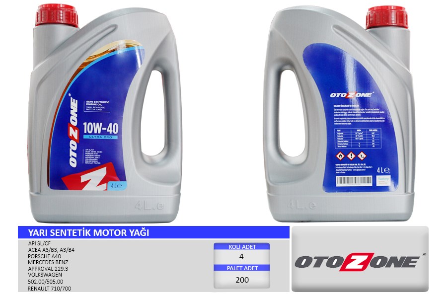 Motor Yağı 10W40 4 LT Ultra Yarı Sentetik API SL/CF OTOZONE