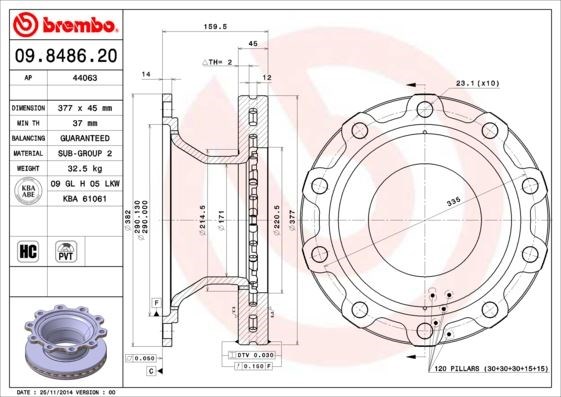 BPW Bergische Achsen Fren Diski BREMBO