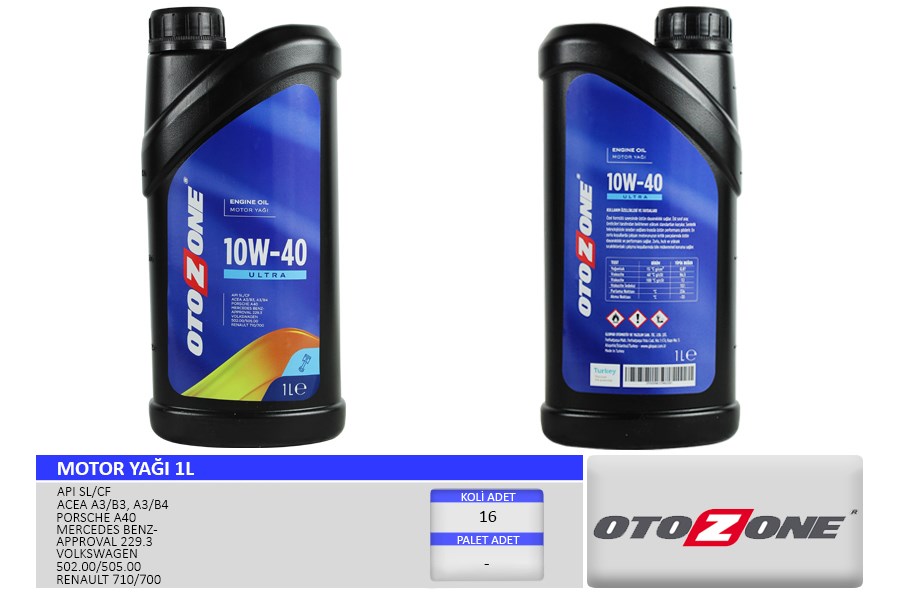Motor Yağı 10W40 1 LT Ultra Yarı Sentetik API SL/CF OTOZONE
