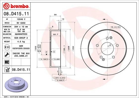 Ssangyong Arka Fren Diski UV Kaplamalı BREMBO