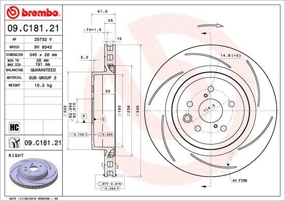 Lexus Arka Fren Diski UV Coated BREMBO