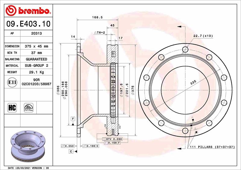 Schmitz Cargobull Axle Fren Diski BREMBO